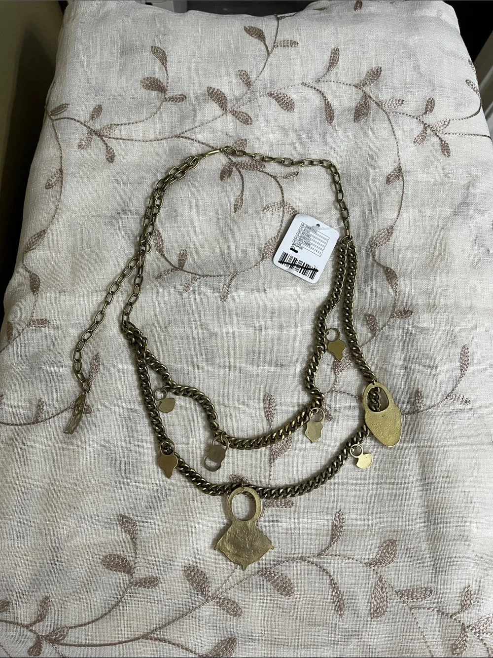Free People Antiqued Gold Multi-Charms Chain Belt